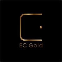 logotipo de ec dorado moderno y simple vector