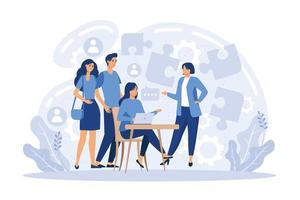 Business meeting successful teamwork metaphor. Employee centric and partner-centric business, collaborating, brainstorming, discussion idea. Partner startup. Strategic partnership, Illustration vector