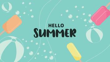 hola texto de diseño de concepto de vector de verano