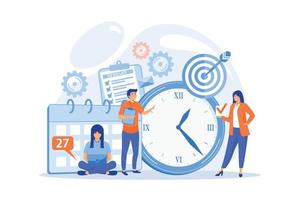 Work schedule, timetable managing. Workflow organization. Effective work scheduling. Time management, effective time spending, time planning concept. flat vector modern illustration