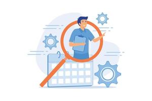 Project management. Executive task manager flat character. Work schedule planning, optimization, organization. Office worker holding clipboard. flat vector illustration