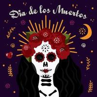 dia de muertos. day of the dead. ornament with that, woman skull. vector