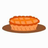 Pumpkin pie, traditional Thanksgiving food vector Illustration on a white background