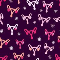 Seamless vector pattern with uterus on a dark background.