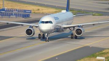 FRANKFURT AM MAIN, GERMANY JULY 19, 2017 - Lufthansa Airbus 320 taxiing after landing at 07L. Fraport, Frankfurt, Germany video