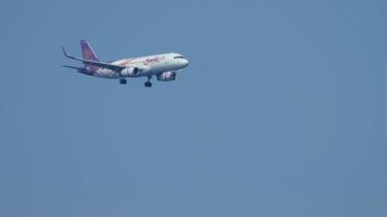 PHUKET, THAILAND DECEMBER 2, 2018 - Thai Smile Airbus A320 HS TXJ approaching before landing at Phuket International airport video