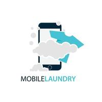 Online mobile laundry vector logo design