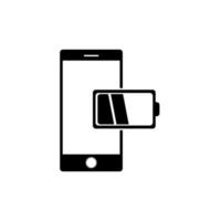 Mobile phone with low battery report icon vector in modern flat style