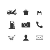 Silhouette Web and phone icon vector set flat design design illustration