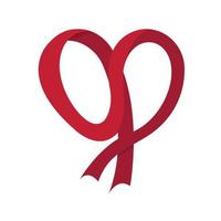 Red ribbon love shape of the heart vector logo design