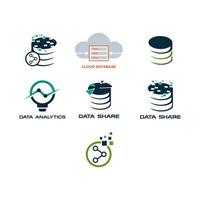 Cloud database logo icon set vector image design on white background