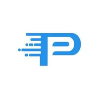 Letter P fast packet data internet connection logo vector