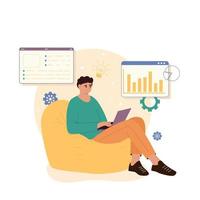 Content management system concept design or CMS concept design. Software development. Website architecture. Flat vector illustration
