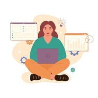 Content management system concept design or CMS concept design. Software development. Website architecture. Flat vector illustration