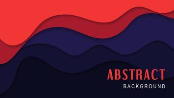 Minimal Abstract Waves Red In Dark Purple Papercut Style Background vector