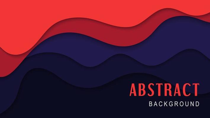 Minimal Abstract Waves Red In Dark Purple Papercut Style Background