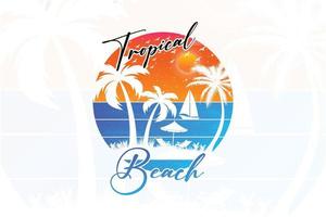 Tropical beach t shirt design vector