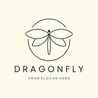 dragonfly with linear and emblem style logo vector illustration design icon template