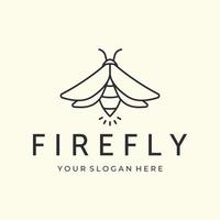 firefly or insect with line art minimalist style logo vector illustration design icon template