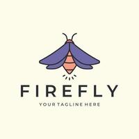 firefly or insect with line art style cartoon logo vector illustration design icon template