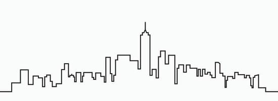 Modern City Skyline outline drawing on white background. vector