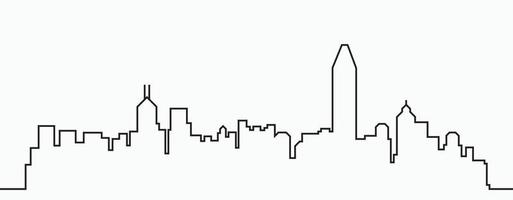 Modern City Skyline outline drawing on white background. vector