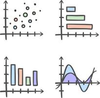 Color charts vector doodle simple icons set