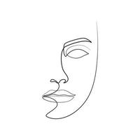 Single line art woman face illustration vector