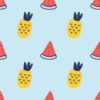 diseño de patrón de frutas dibujadas a mano para papel de regalo vector