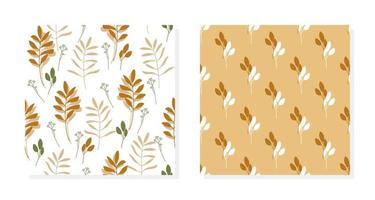 Vector hand drawn leaves seamless pattern. Abstract trendy floral background. Repeatable texture