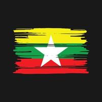 vector de pincel de bandera de myanmar. diseño de la bandera nacional