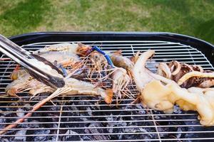 Grilled river shrimps photo