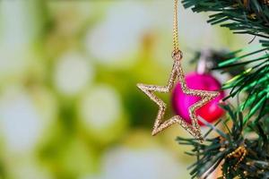 Christmas ornaments on the tree photo