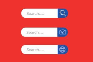 Search Bar Icon Set Vector Design on red background and web search bar design