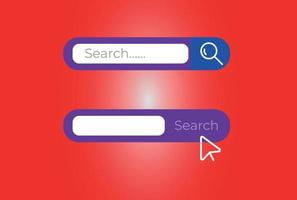 Search Bar Icon Set Vector Design on red background and web search bar design