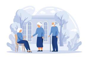 Ilustración de vector de concepto abstracto de actividad de personas mayores. comunidades para personas mayores, viajes de jubilación, aptitud para personas mayores, ahorros para la jubilación, atención médica, ilustración moderna de vector plano