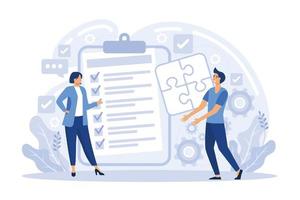 Project management. Business process and planning, workflow organization. Colleagues working together, teamwork. Project delivery concept.  flat vector illustration