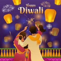 feliz diwali festival de concepto de luces vector