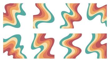 Groovy Style. Retro Style Rainbow Wave Stripes Background. vector