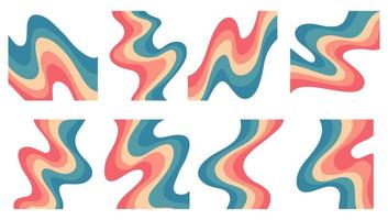 Groovy Style. Retro Style Rainbow Wave Stripes Background. vector