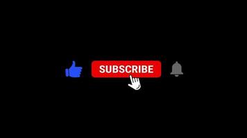 Animated hand cursor clicking subscribe button like and bell icon video
