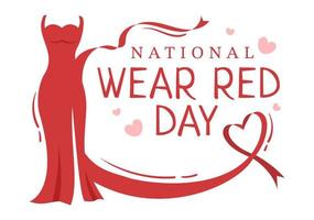 National Wear Red Day on February 7th Template Hand Drawn Cartoon Flat Illustration to inform Womens Heart Disease Design vector