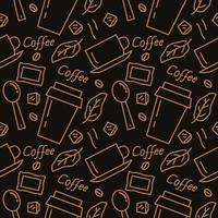 Coffee Cafe Beverages Seamless Outline Pattern Background vector