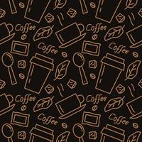 Coffee Cafe Beverages Seamless Outline Pattern Background vector