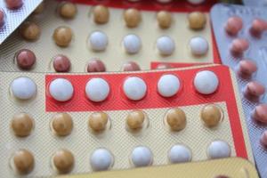 Colorful oral contraceptive pill photo