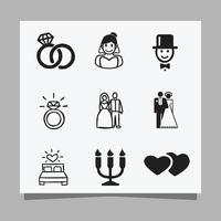 wedding icon images drawn on paper suitable for flyers, invitations and posters vector