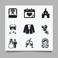 wedding icon images drawn on paper suitable for flyers, invitations and posters vector