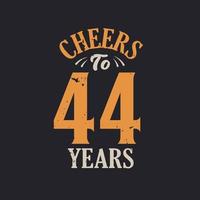 Saludos a los 44 años, celebración del 44 cumpleaños. vector