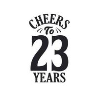 Celebración de cumpleaños vintage de 23 años, saludos a los 23 años. vector