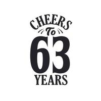 Celebración de cumpleaños vintage de 63 años, saludos a los 63 años. vector